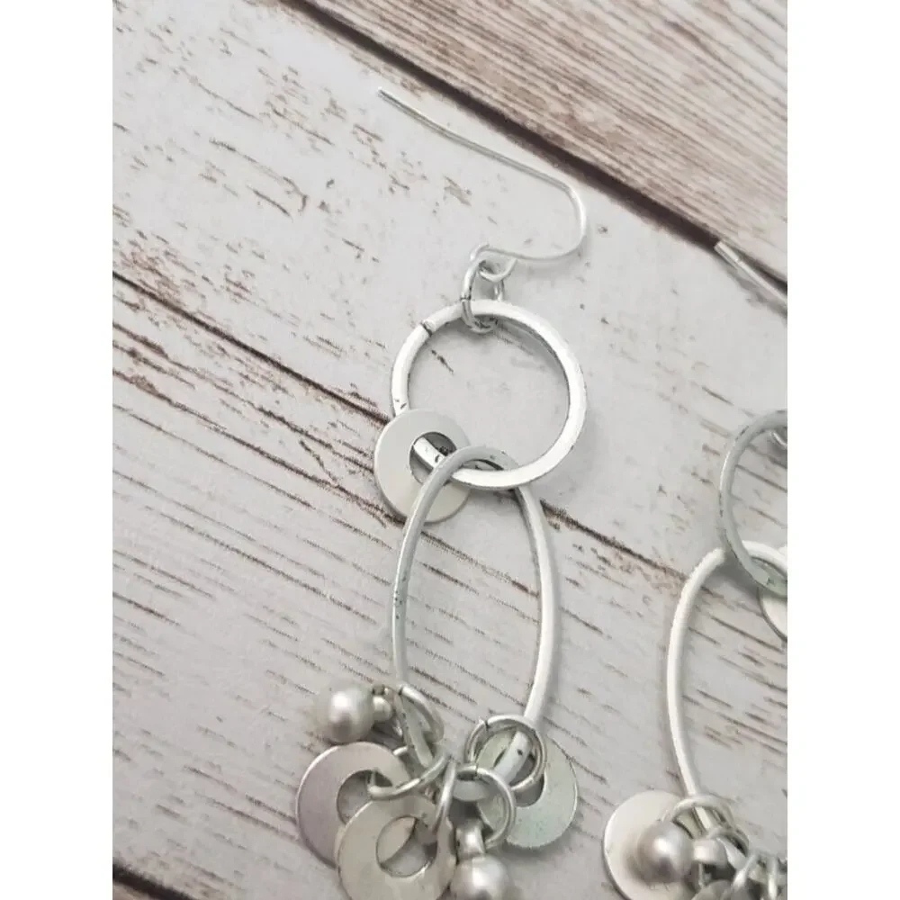 Dangle Earrings For Pierced Ears - Silver Tone Dangle (Some Tarnish)